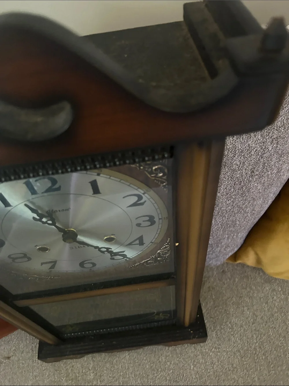 Vintage-Style Wooden Wall Clock in Brown and Black “As Is”